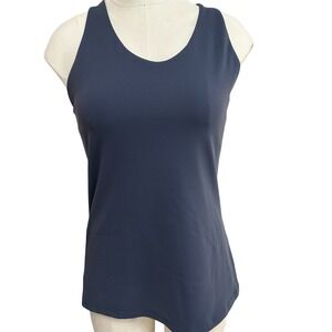 Running Girl Criss Cross Back Tank Top Built‎ In Bra Navy Blue